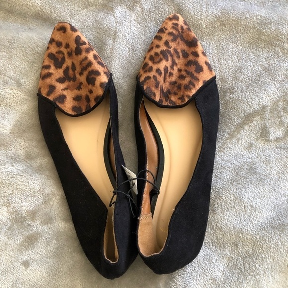 Gap women’s black and cheetah print point toe flats size 7 - Picture 3 of 8